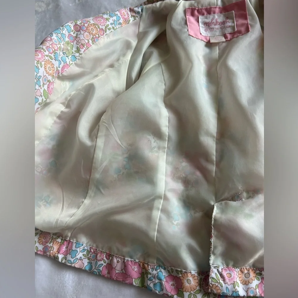 Oshkosh vintage jacket with pink, blue and green floral design size 2T